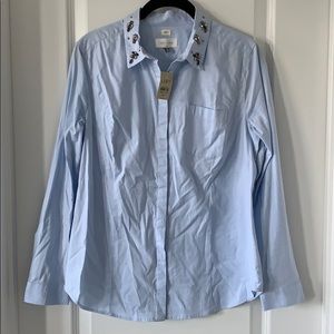 NWT LOFT Embellished Collar Button Down Shirt